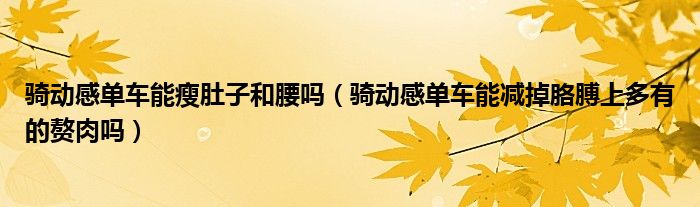 骑动感单车能瘦肚子和腰吗（骑动感单车能减掉胳膊上多NG体育官网app有的赘肉吗）(图1)